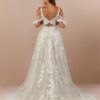 Sparkly A-Line Wedding Dress with 3D Lace & Chapel Train