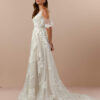 Sparkly A-Line Wedding Dress with 3D Lace & Chapel Train