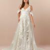 Sparkly A-Line Wedding Dress with 3D Lace & Chapel Train