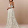 Sparkly A-Line Wedding Dress with 3D Lace & Chapel Train