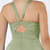Custom Bridesmaid Dress – Square Neck, Leg Slit, Stretch Satin