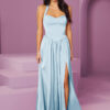 Elegant A-Line Bridesmaid Dress with Corset Back & Leg Slit