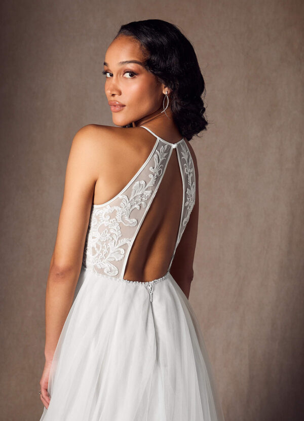 Elegant A-Line Custom Wedding Dress with Lace & Beaded Details
