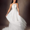 Elegant A-Line Custom Wedding Dress with Lace & Beaded Details