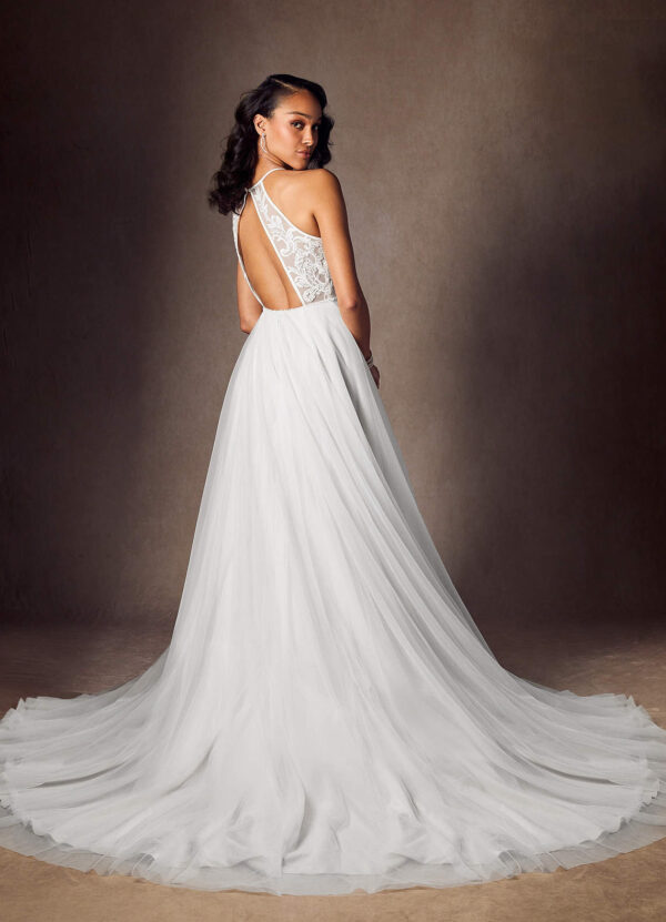 Elegant A-Line Custom Wedding Dress with Lace & Beaded Details