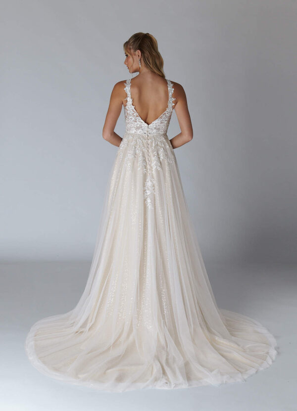 Elegant A-Line Custom Wedding Dress with Lace & Beaded Embellishments