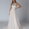 Elegant A-Line Custom Wedding Dress with Lace & Beaded Embellishments
