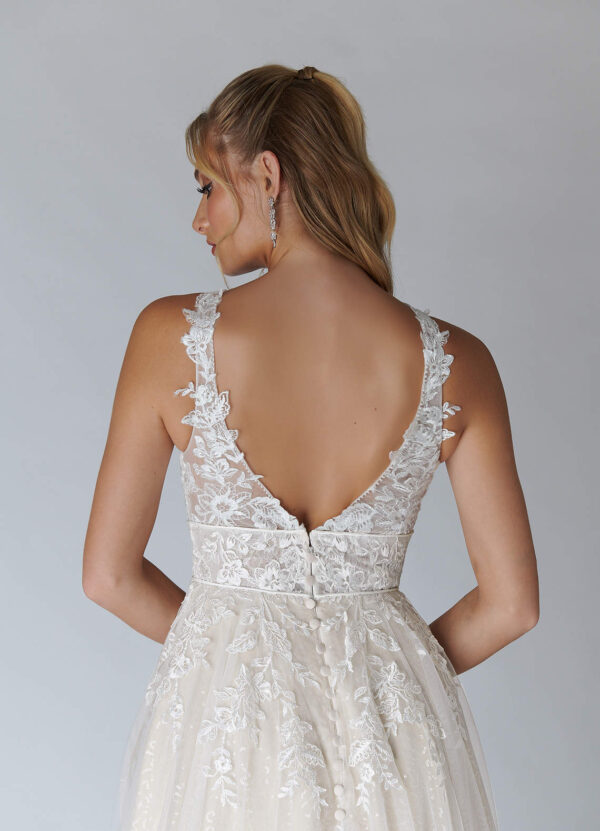 Elegant A-Line Custom Wedding Dress with Lace & Beaded Embellishments