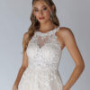 Elegant A-Line Custom Wedding Dress with Lace & Beaded Embellishments