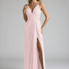 Elegant Bridesmaid Dress – Lace, V-Neck & Leg Slit