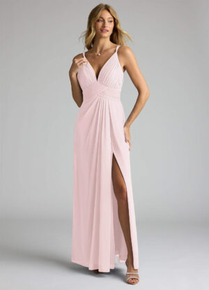 Elegant Bridesmaid Dress – Lace, V-Neck & Leg Slit