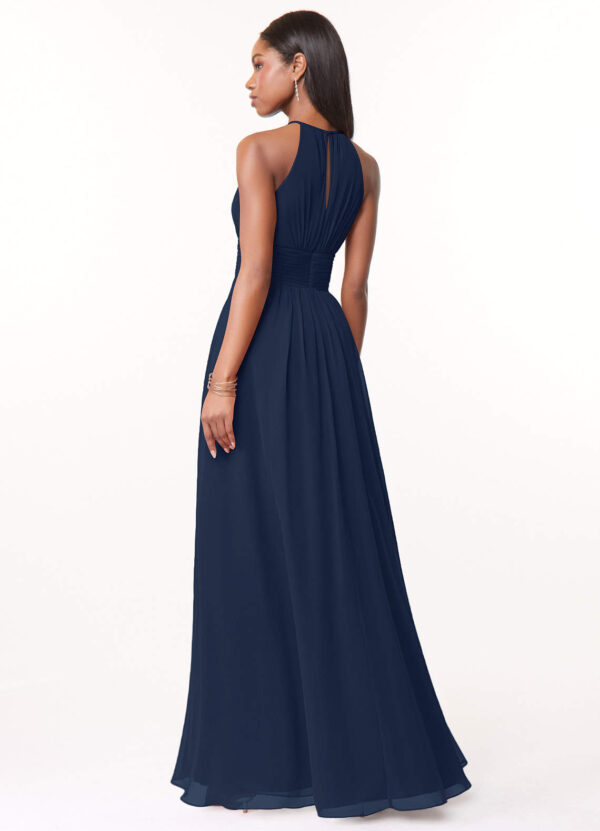 Elegant Bridesmaid Dress – A-Line, Halter Neck, Pleated Chiffon