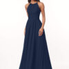 Elegant Bridesmaid Dress – A-Line, Halter Neck, Pleated Chiffon