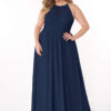 Elegant Bridesmaid Dress – A-Line, Halter Neck, Pleated Chiffon