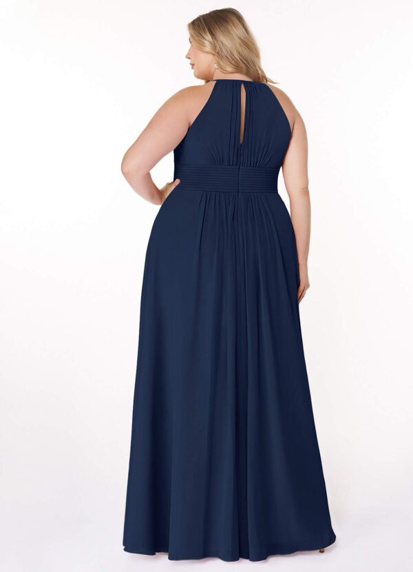 Elegant Bridesmaid Dress – A-Line, Halter Neck, Pleated Chiffon