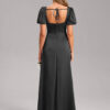Custom Satin Bridesmaid Dress – Square Neck & Slit