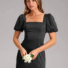 Custom Satin Bridesmaid Dress – Square Neck & Slit