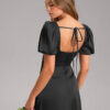 Custom Satin Bridesmaid Dress – Square Neck & Slit
