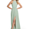 Elegant Bridesmaid Dress – Halter Neck, A-Line, Leg Slit