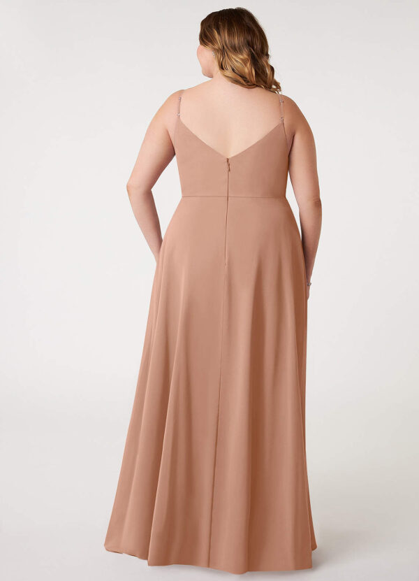Elegant A-Line Bridesmaid Dress – Cowl Neckline & Spaghetti Straps