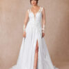 Vintage-Inspired A-Line Wedding Dress with 3D Florals & Lace Details