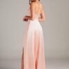 Elegant Bridesmaid Dress – Metallic Satin, V-Neck & Leg Slit