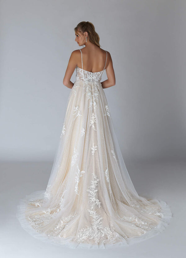 Sparkly A-Line Wedding Dress with 3D Floral & Beading