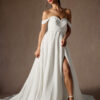 Elegant Off-Shoulder A-Line Wedding Dress with Lace & Beading