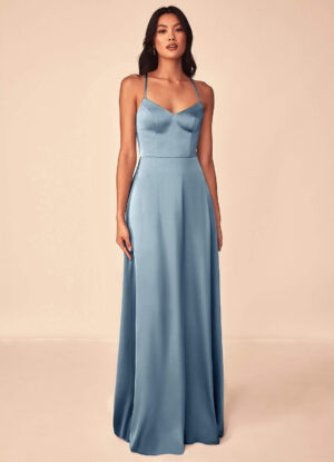 Elegant Custom Bridesmaid Dress – V-Neck & Spaghetti Straps