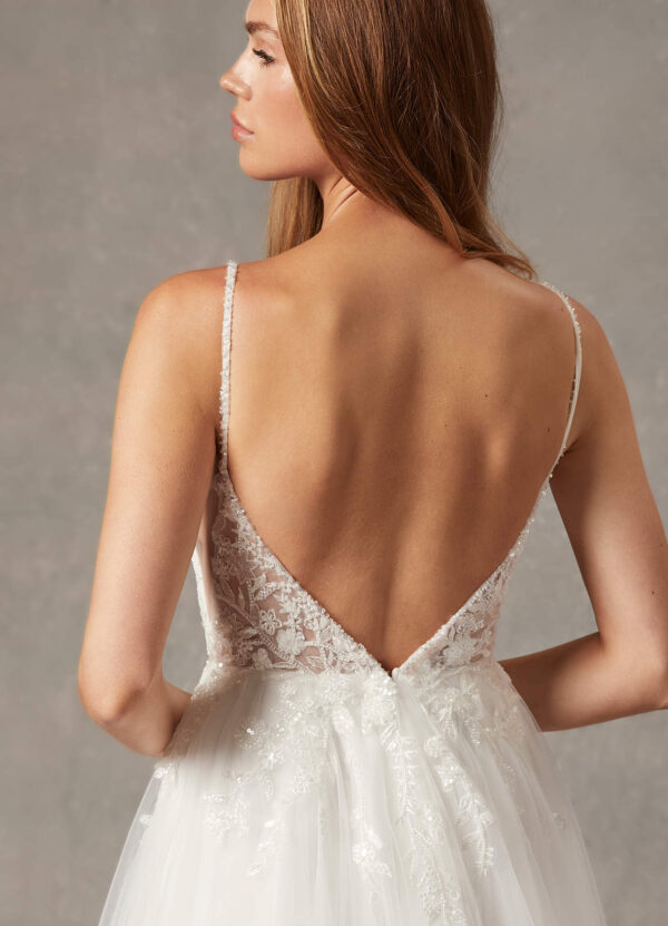 Sparkly Custom Wedding Dress – V-Neck & Sequins
