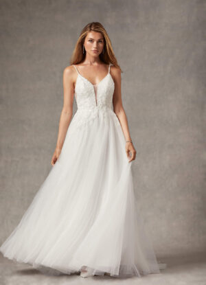 Sparkly Custom Wedding Dress – V-Neck & Sequins