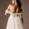 Tea-Length Off-Shoulder Tulle Wedding Dress
