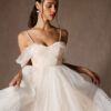 Tea-Length Off-Shoulder Tulle Wedding Dress