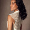 Vintage A-Line Wedding Dress with Beaded Detail & Chapel Train