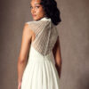 Vintage A-Line Wedding Dress with Beaded Detail & Chapel Train