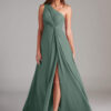 Elegant One-Shoulder Bridesmaid Dress – A-Line & Slit
