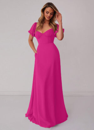 Elegant Bridesmaid Dress – With Pockets & Bow Back