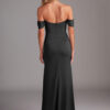 Off-Shoulder Bridesmaid Dress – Satin & Slit