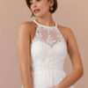Elegant Custom Wedding Dress – A-Line, Lace, 3D Florals & Chapel Train
