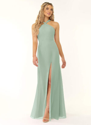 Elegant Bridesmaid Dress – A-Line Chiffon with Pleated Detail