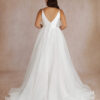 Elegant A-Line Wedding Dress with V-Neck & V-Back – Affordable & Customizable