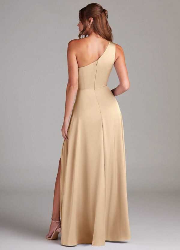Elegant Custom One-Shoulder Bridesmaid Dress – Stretch Satin & Pleats