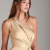 Elegant Custom One-Shoulder Bridesmaid Dress – Stretch Satin & Pleats
