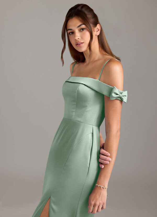 Elegant Custom Bridesmaid Dress – Off-The-Shoulder & Bow