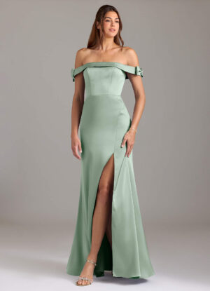 Elegant Custom Bridesmaid Dress – Off-The-Shoulder & Bow