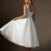 Vintage Custom Wedding Dress – Tea-Length, Lace & 3D Florals
