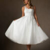 Vintage Custom Wedding Dress – Tea-Length, Lace & 3D Florals