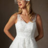 Vintage Custom Wedding Dress – Tea-Length, Lace & 3D Florals