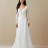 Elegant Custom Wedding Dress – Beaded Lace, V-Back & Sweep Train