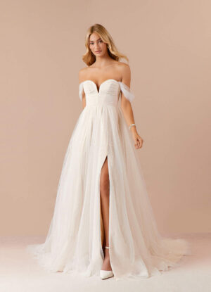 Chic Custom Wedding Dress – Off The Shoulder, Lace & Beaded
